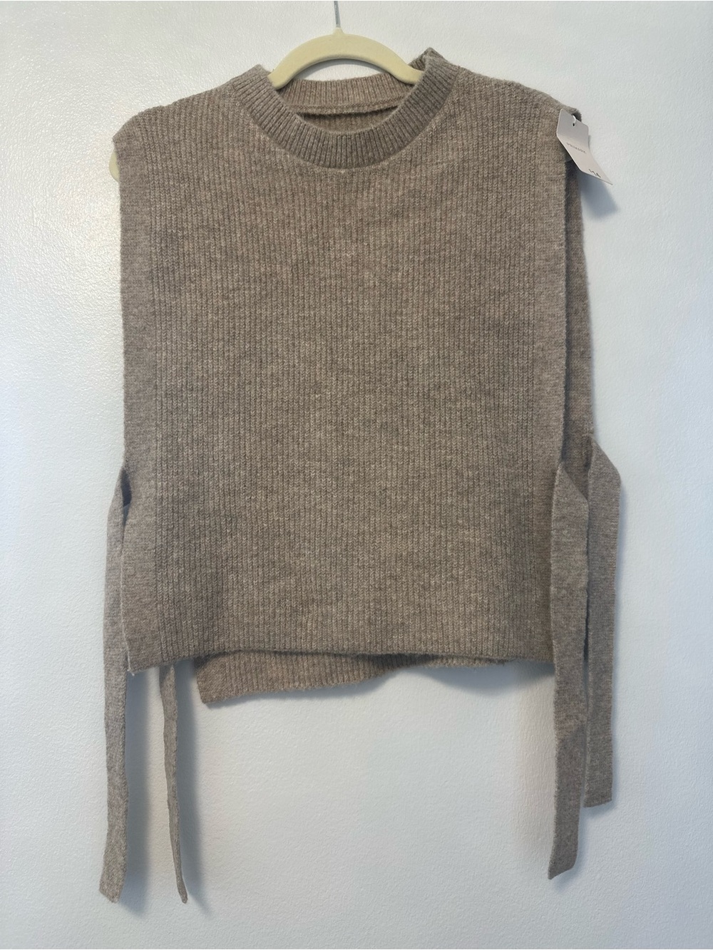 Primark Taupe Sleeveless Crew Neck Tie-Side Knit Vest